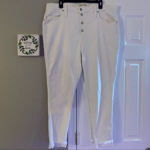 Madewell White 10” High Rise Skinny Jeans Size 35 Womens Raw Hem Pants